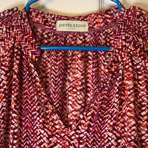 Pants Store Pink/Orange Geometric Silky Blouse - Picture 3 of 5